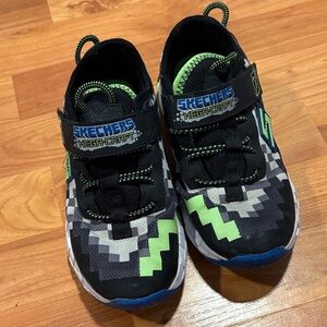 Skechers Kids Mega-Craft Black and Lime Sneakers